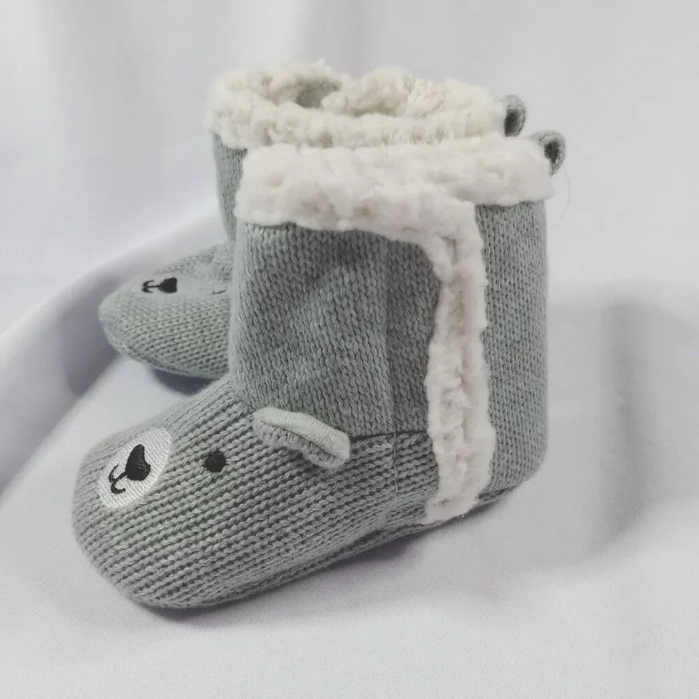 Carter's Just One You Infant Walker Bootie Boots Bear Knit Snow Toddler 3-6 mnth